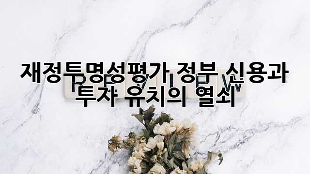 재정투명성평가: 정부 신용과 투자 유치의 열쇠