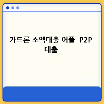 카드론 소액대출 어플  P2P 대출