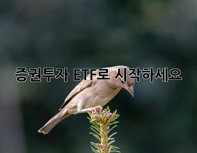 증권투자, ETF로 시작하세요!