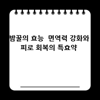 밤꿀의 효능  면역력 강화와 피로 회복의 특효약